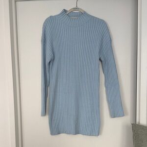 Light Blue Ribbed Sweater dress